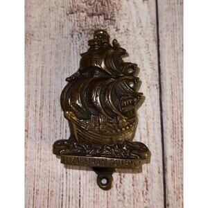 Vintage Ship Boat Brass Door Knocker Hampton India Sailboat Nautical Pirate